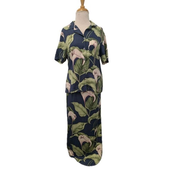 Tommy Bahama Dresses & Skirts - 100% Silk Tommy Bahama Floral Hawaiian Top Wrap Skirt Set sz M Lily Resortwear